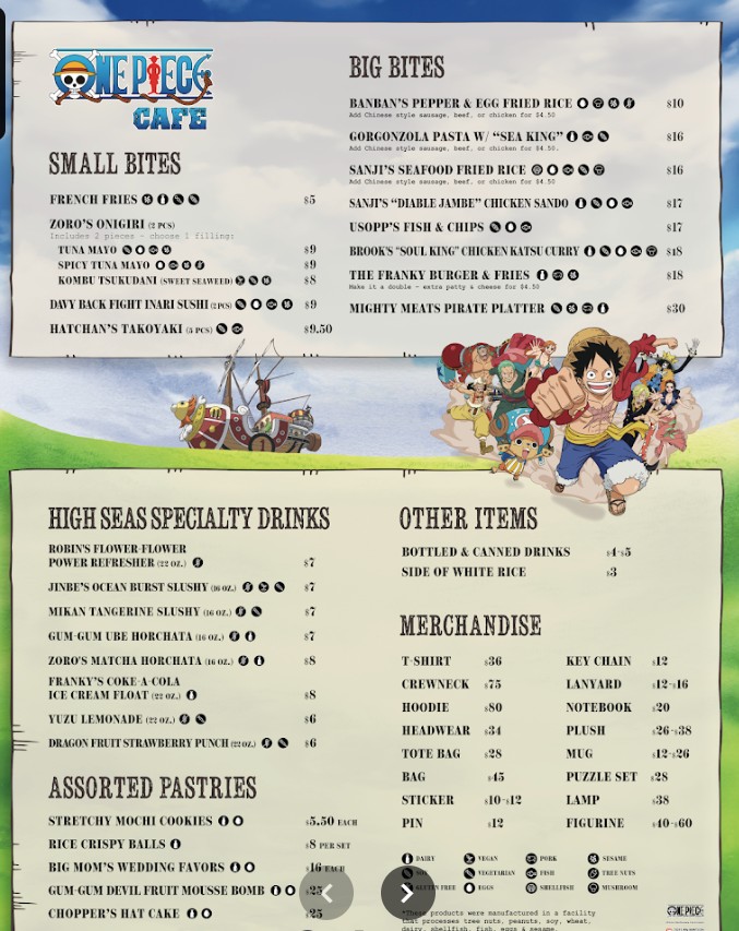 One Piece Cafe Restaurant Menu – Authentic Anime Café Experience in Las ...
